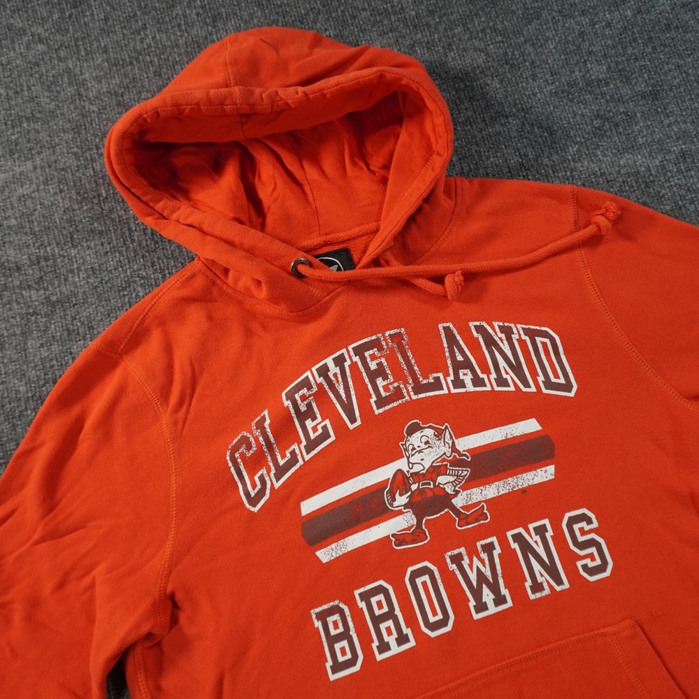 47 Brand Cleveland Browns Hoodie Mens Medium Orange Brownie The Elf Pullover